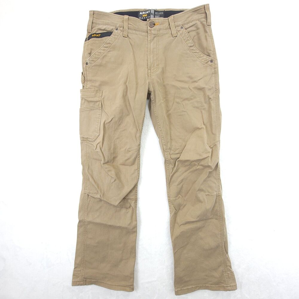 Ariat Rebar M4 Pants Mens 32x30 (Measures 34x29) Khaki Relaxed Boot Carpenter